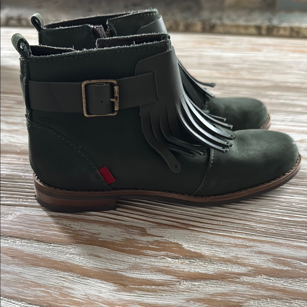 Marc Joseph Kids Green Leather Fringe Boots